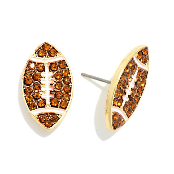 Paved Rhinestone Football Stud Earring 

- Approximately .75" L 

