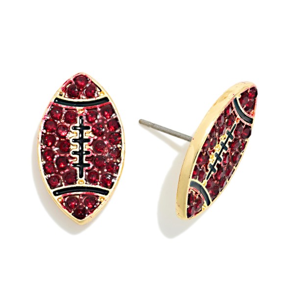Paved Rhinestone Football Stud Earring 

- Approximately .75" L 

