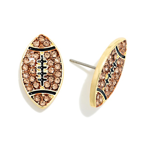 Paved Rhinestone Football Stud Earring 

- Approximately .75" L 


