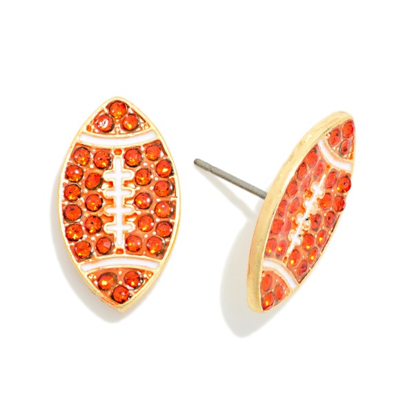 Paved Rhinestone Football Stud Earring 

- Approximately .75" L 

