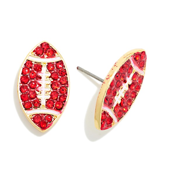Paved Rhinestone Football Stud Earring 

- Approximately .75" L 

