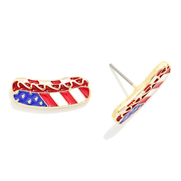 Enamel Americana Hotdog Post Drop Earring 

- Approximately .75" L 