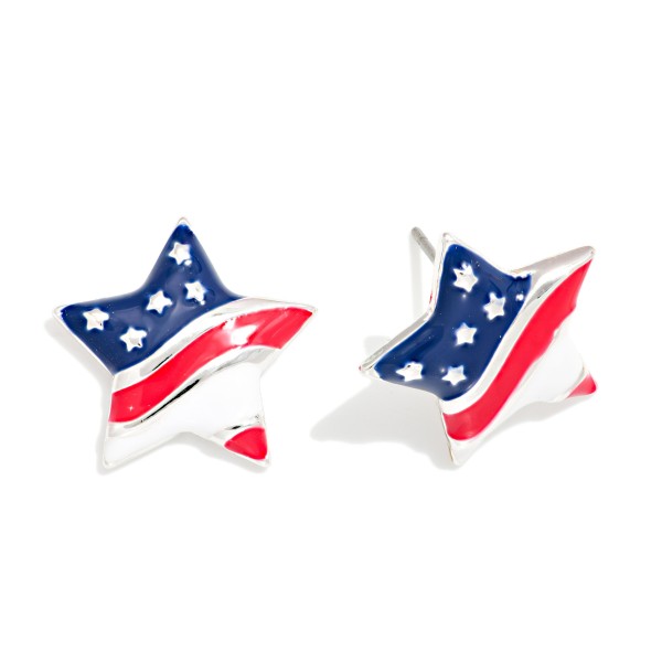 Enamel Americana Star Post Drop Earring 

- Approximately .50" L 