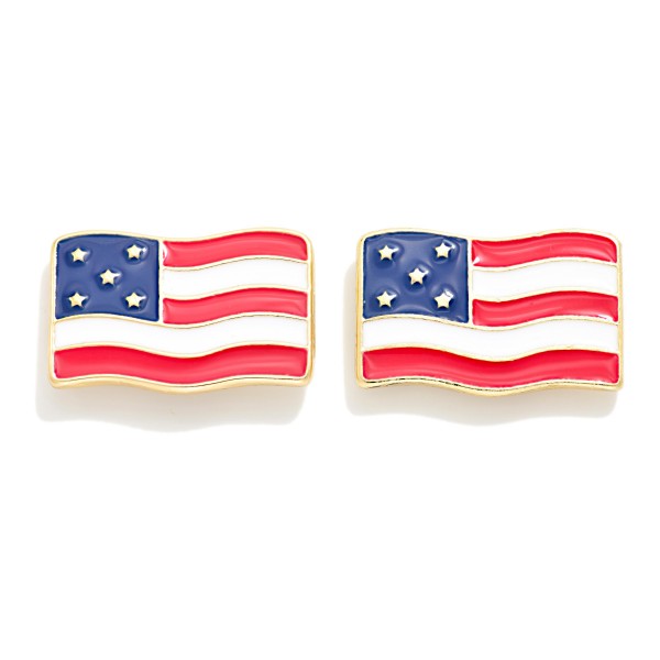 Enamel Americana Flag Stud Earrings 

- Approximately .5" L