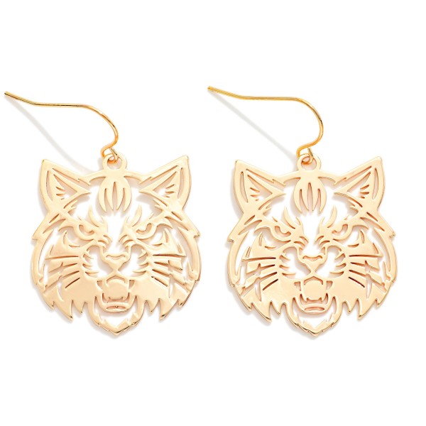 Metal Tone Wildcat Filigree Drop Earrings 

- Approximately 1.25" L