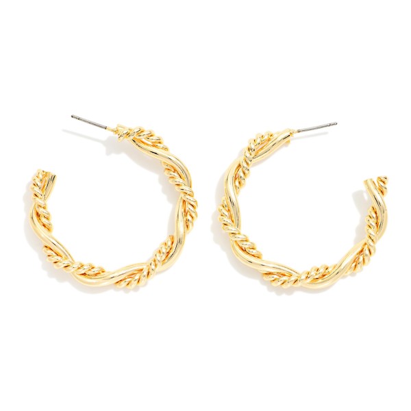 Twisted Metal Hoop Earrings 

- Approximately 1.25" D