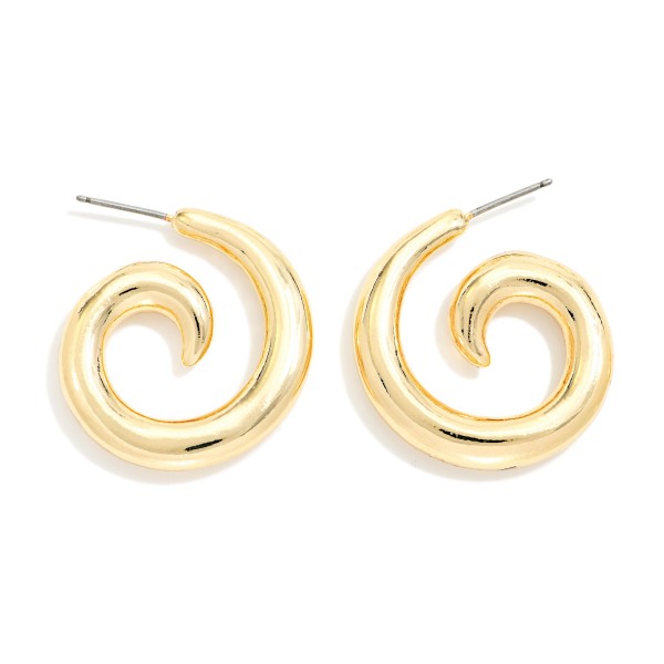 Metal Tone Tapered Swirl Post Drop Earrings 

- Approximately 1" L