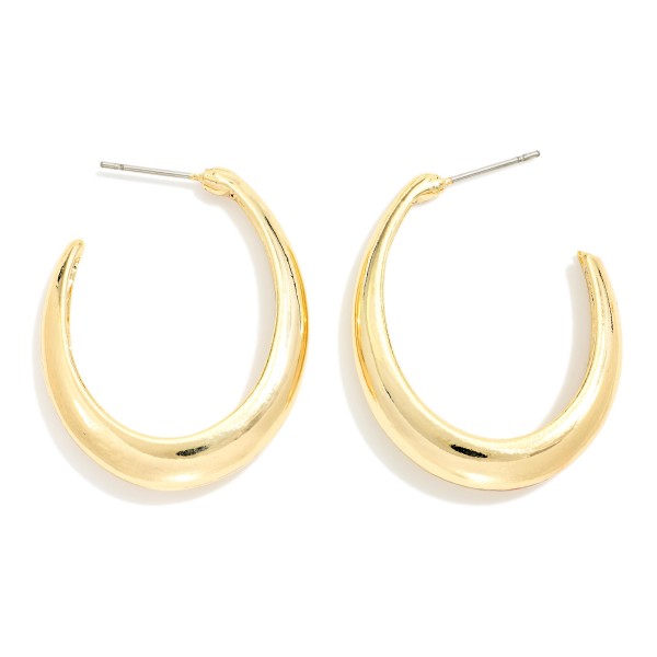 Tapered Metal Tone Oval Hoop Earrings 

- Approximately 1.25" L