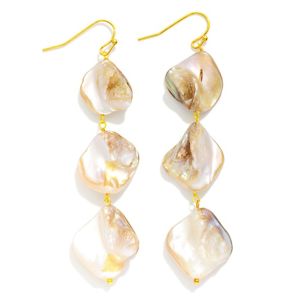 Linked Pearlescent Shell Drop Earring 

- Approximately 3" L 