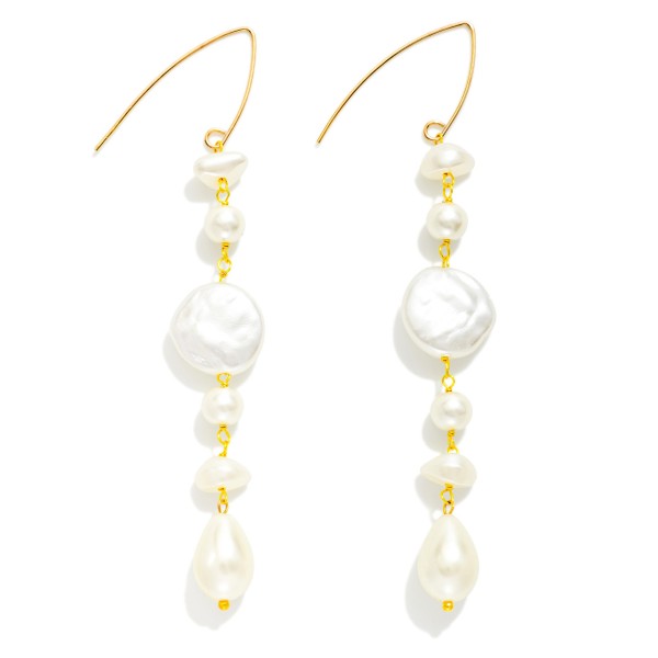 Chain Link Pearl Drop Earring 

- Approximately 3.5" L 