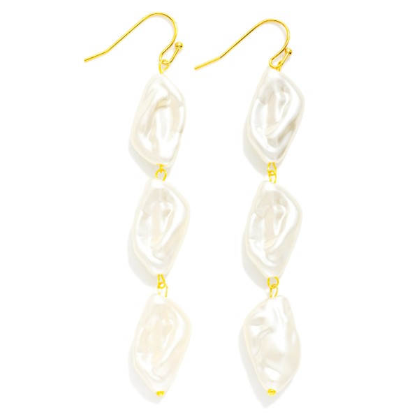Linked Flat Baroque Pearl Drop Earring 

- Approximately 3.05" L 