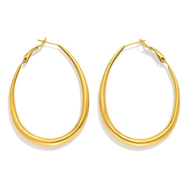 Tapered Oval Hoop Earrings 

- Stainless Steel
- Approximately 2" L