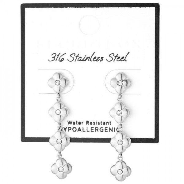 Linked Metal Tone Clovers Post Drop Earrings 

- Stainless Steel
- Water Resistant
- Approximately .1.75" L