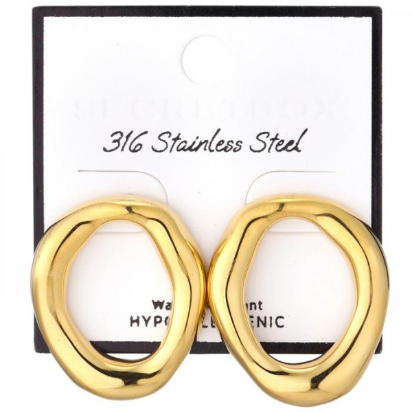 Metal Tone Abstract Oval Post Drop Earrings 

- Stainless Steel
- Water Resistant
- Size 7.5