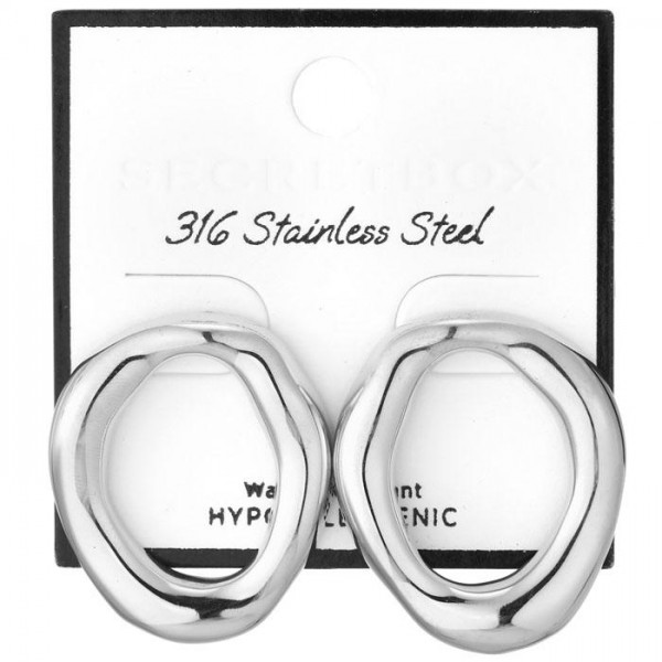 Metal Tone Abstract Oval Post Drop Earrings 

- Stainless Steel
- Water Resistant
- Size 7.5