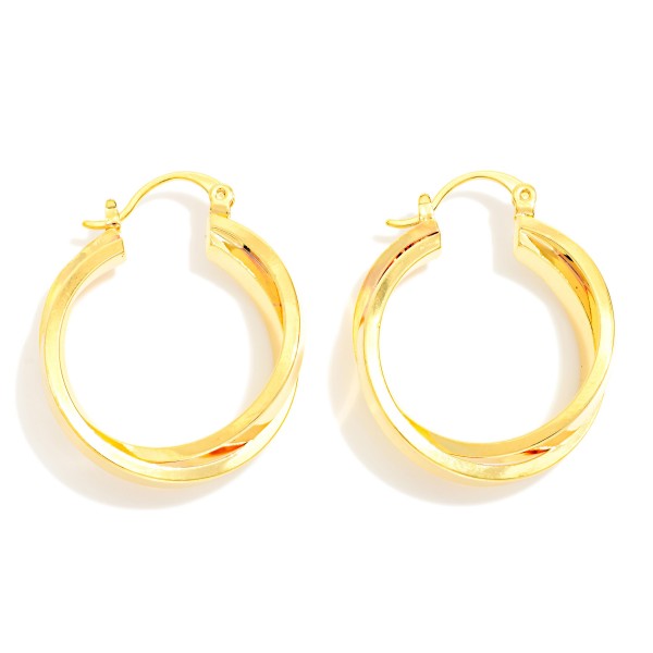Intertwined Metal Tone Hoop Earrings 

- Gold Dipped 
- Approximately 1" D