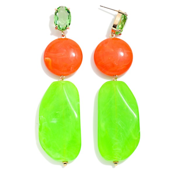 Linked Large Acetate Geometric Shape Post Drop Earrings With Glass Crystal Posts

- Gold Dipped
- Approximately 3.5" L