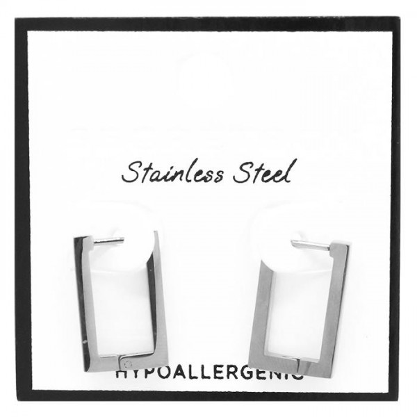 Metal Tone Rectangle Hoop Earrings 

- Stainless Steel
- Water Resistant
- Approximately 1" L
