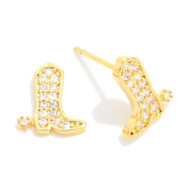 Cubic Zirconia Cowgirl Stud Earrings 

- Approximately .5" L 