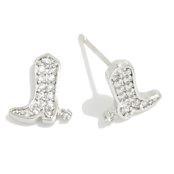 Cubic Zirconia Cowgirl Stud Earrings 

- Approximately .5" L 