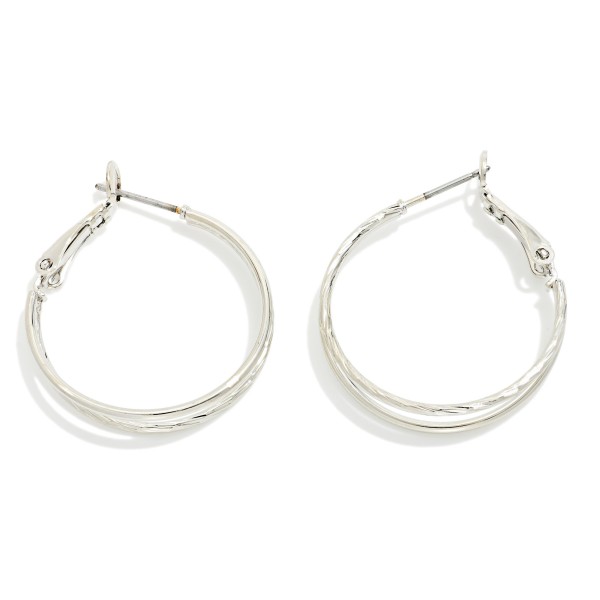 Layered Metal Tone Hoop Earrings 

- Approximately 1" D