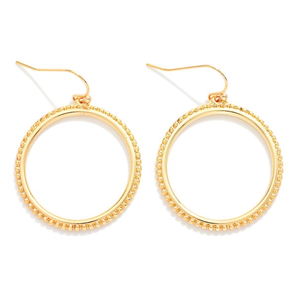 Flat Metal Hoop Earring With Studded Border 

- Approximately 1.5" D  