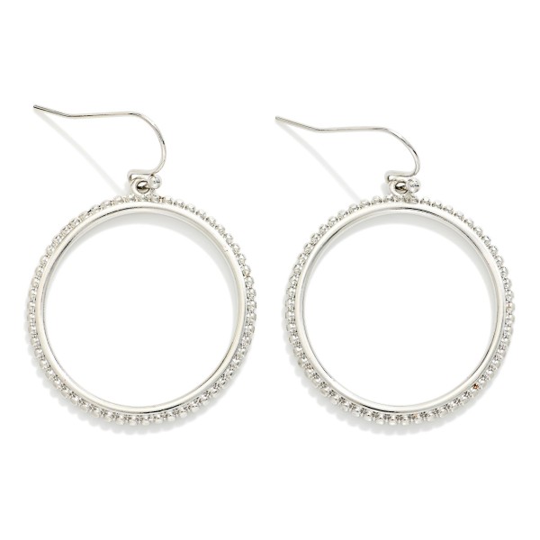 Flat Metal Hoop Earring With Studded Border 

- Approximately 1.5" D  