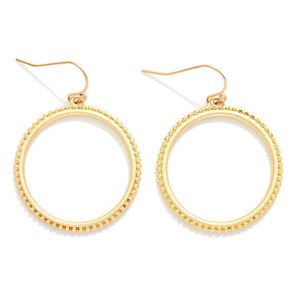 Flat Metal Hoop Earring With Studded Border 

- Approximately 1.5" D  