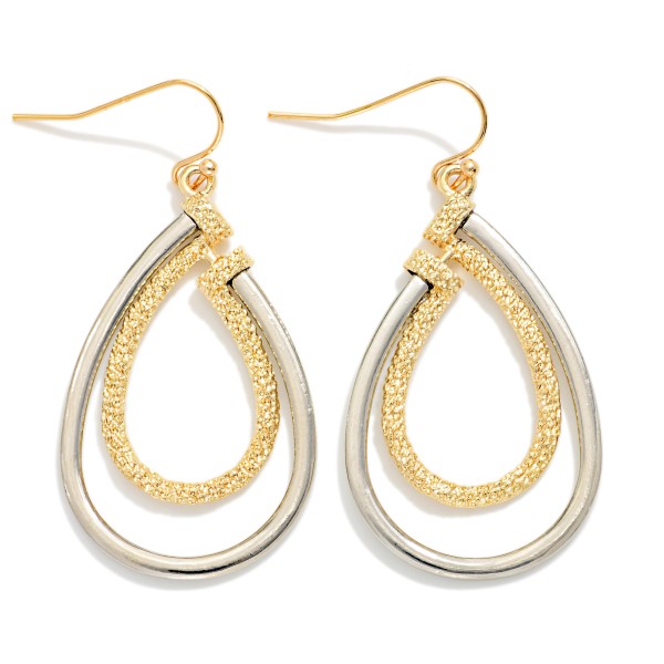 Metal Tone & Textured Metal Nesting Teardrop Drop Earrings 

- Approximately 1.75" L