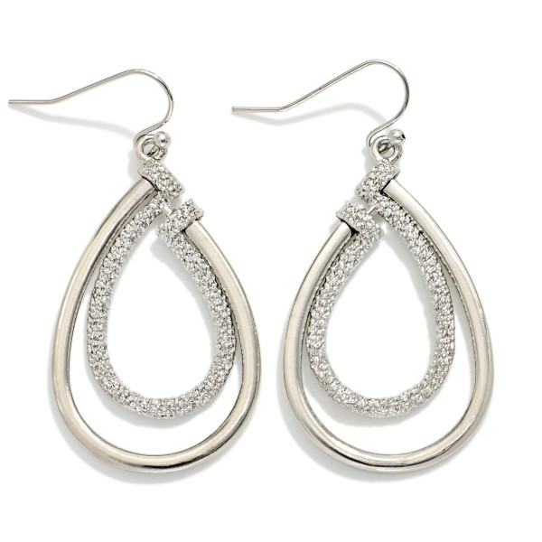 Metal Tone & Textured Metal Nesting Teardrop Drop Earrings 

- Approximately 1.75" L