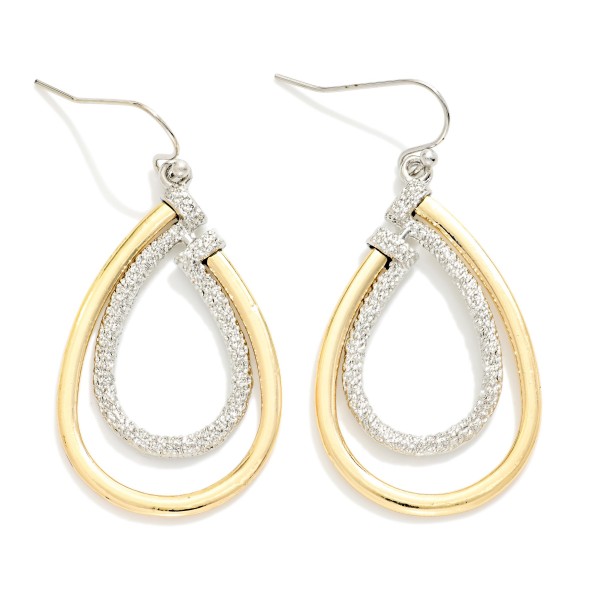 Metal Tone & Textured Metal Nesting Teardrop Drop Earrings 

- Approximately 1.75" L
