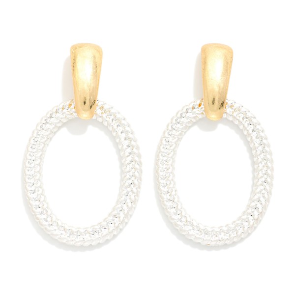 Braided Metal Oval Drop Earring 

- Approximately 2" L 