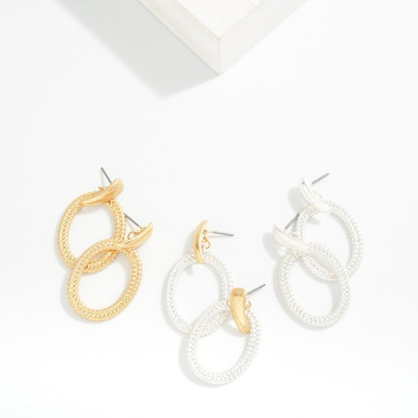 Braided Metal Oval Drop Earring 

- Approximately 2" L 