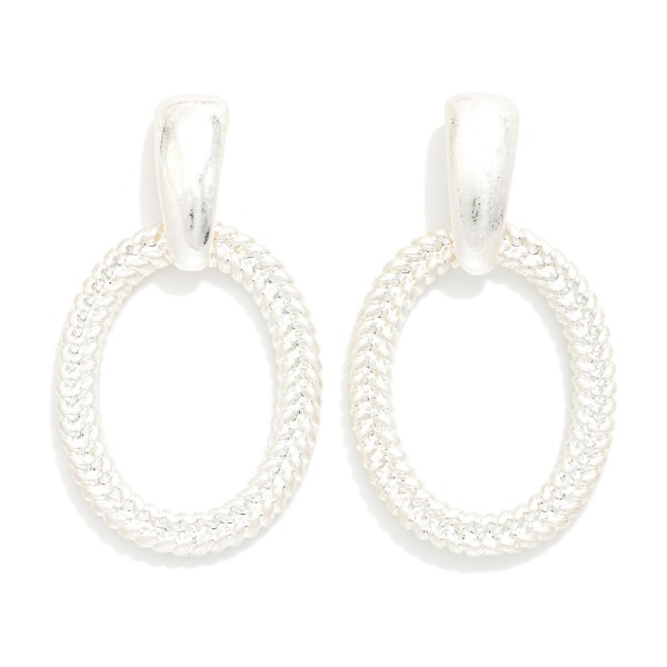Braided Metal Oval Drop Earring 

- Approximately 2" L 