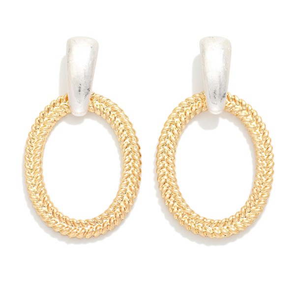 Braided Metal Oval Drop Earring 

- Approximately 2" L 