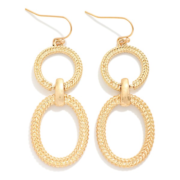 Linked Braided Metal Ovals Drop Earring 

- Approximately 2" L  