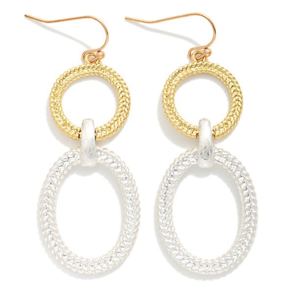 Linked Braided Metal Ovals Drop Earring 

- Approximately 2" L  