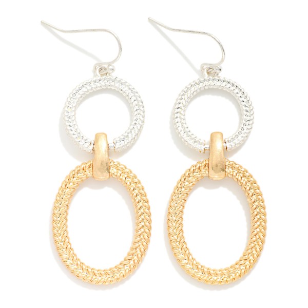 Linked Braided Metal Ovals Drop Earring 

- Approximately 2" L  