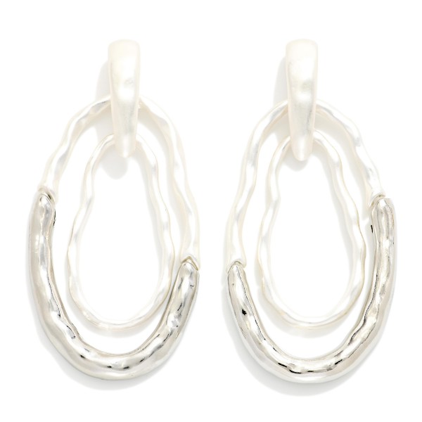 Nesting Wavy Metal Ovals Drop Earring 

- Approximately 2" L 