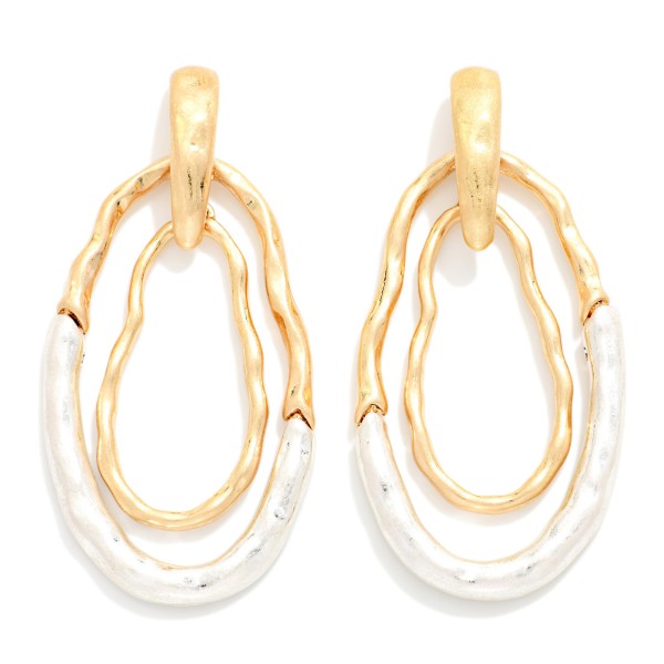 Nesting Wavy Metal Ovals Drop Earring 

- Approximately 2" L 