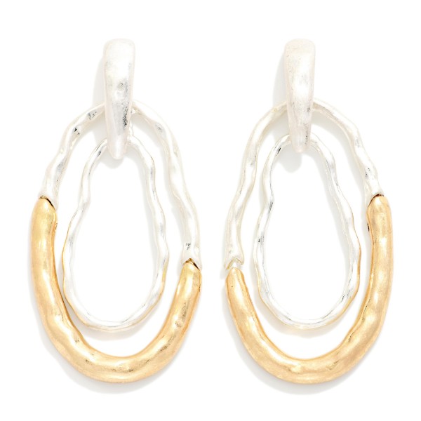 Nesting Wavy Metal Ovals Drop Earring 

- Approximately 2" L 