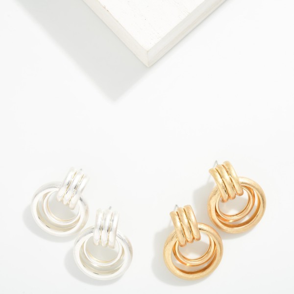 Metal Post Drop Door Knocker Earring 

- Approximately 1.05" L 