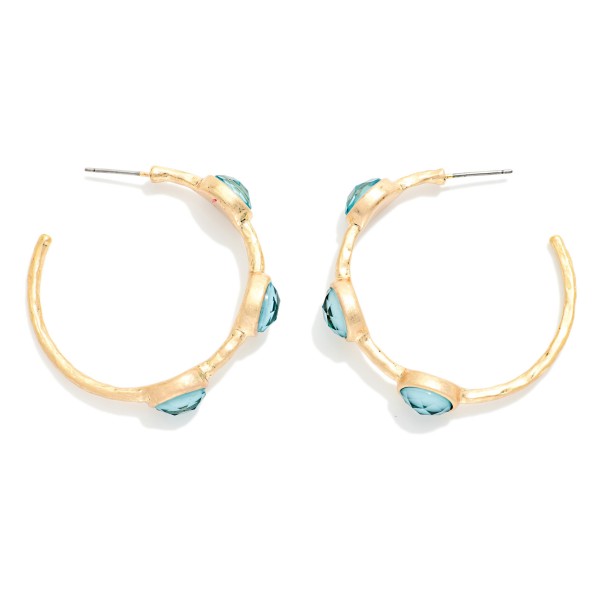 Metal Tone Hoop Drop Earring Featuring Glitter Acetate Oval Stations 

- Approximately 1.50" D 