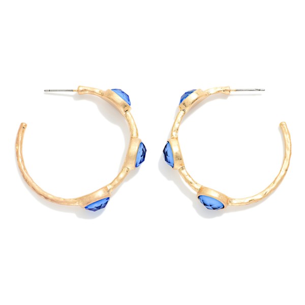 Metal Tone Hoop Drop Earring Featuring Glitter Acetate Oval Stations 

- Approximately 1.50" D 