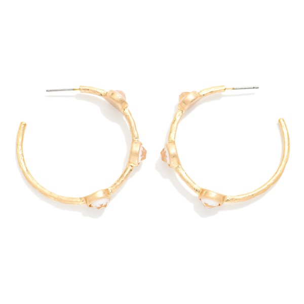 Metal Tone Hoop Earring Featuring Enamel Glitter Circle Stud Stations  

- Approximately 