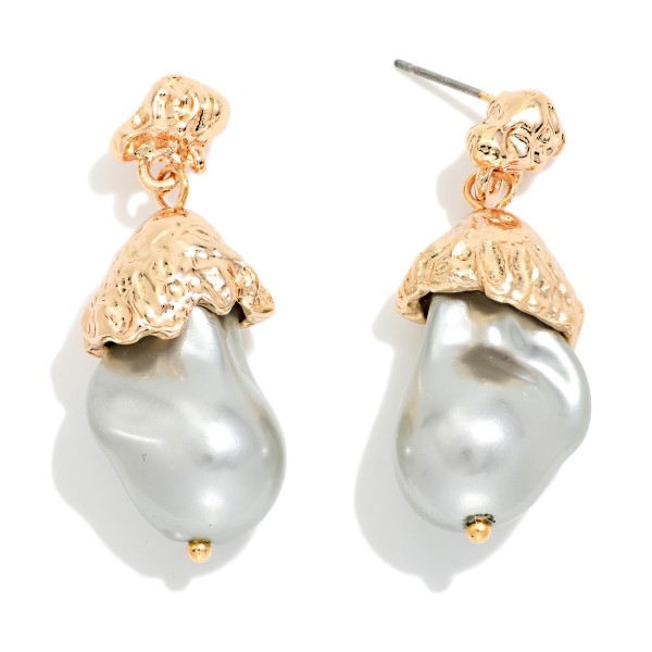 Metal Post Drop & Baroque Pearl Post Drop Earrings

- Approximately 1.5" L 