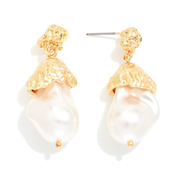 Metal Post Drop & Baroque Pearl Post Drop Earrings

- Approximately 1.5" L 