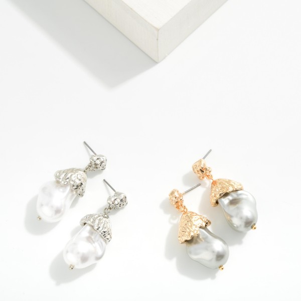 Metal Post Drop & Baroque Pearl Post Drop Earrings

- Approximately 1.5" L 