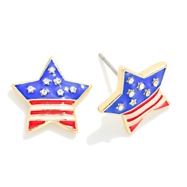 Enamel Americana Stars Stud Earrings 

- Approximately .5" L