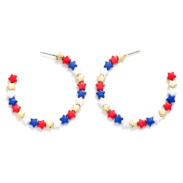 Americana Stars Hoop Earrings 

- Approximately 1.5" D